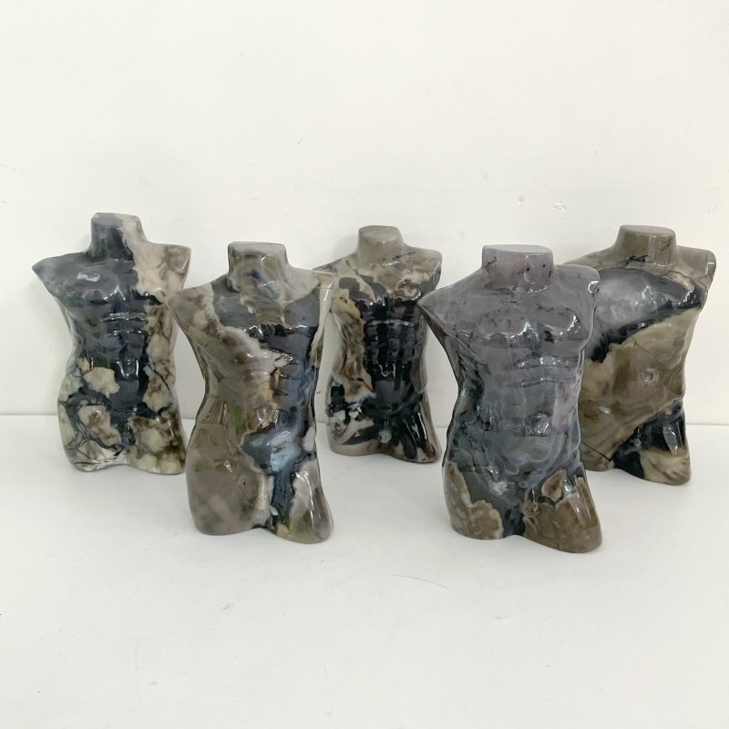 5 Pieces Volcano Agate Male Body Carving (UV - Reactive) - Wholesale Crystals