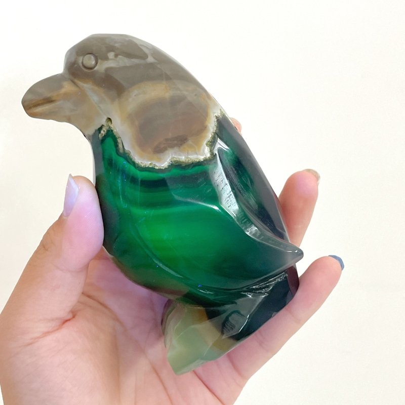 5 Pieces Volcano Agate Penguin Carving(UV - Reactive) - Wholesale Crystals