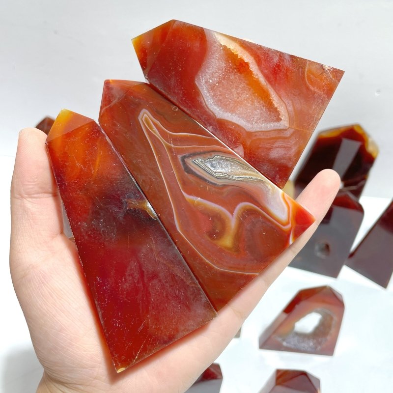 51 Pieces Carnelian Geode Druzy Four - sided Tower Points (Clearance) - Wholesale Crystals