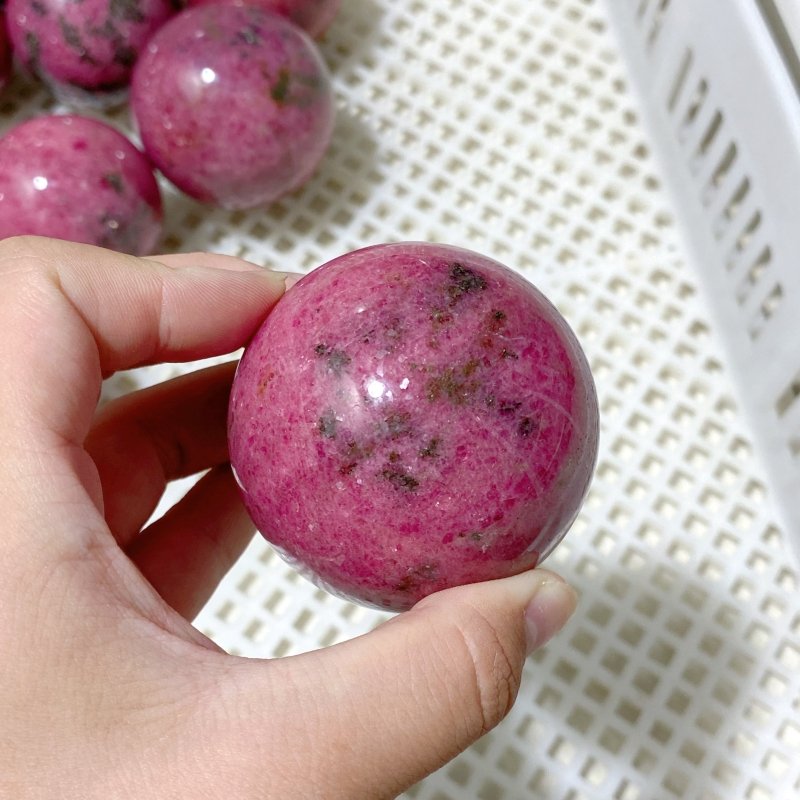52 Pieces High Quality Rhodonite Spheres (Sea Freight Only) -Wholesale Crystals