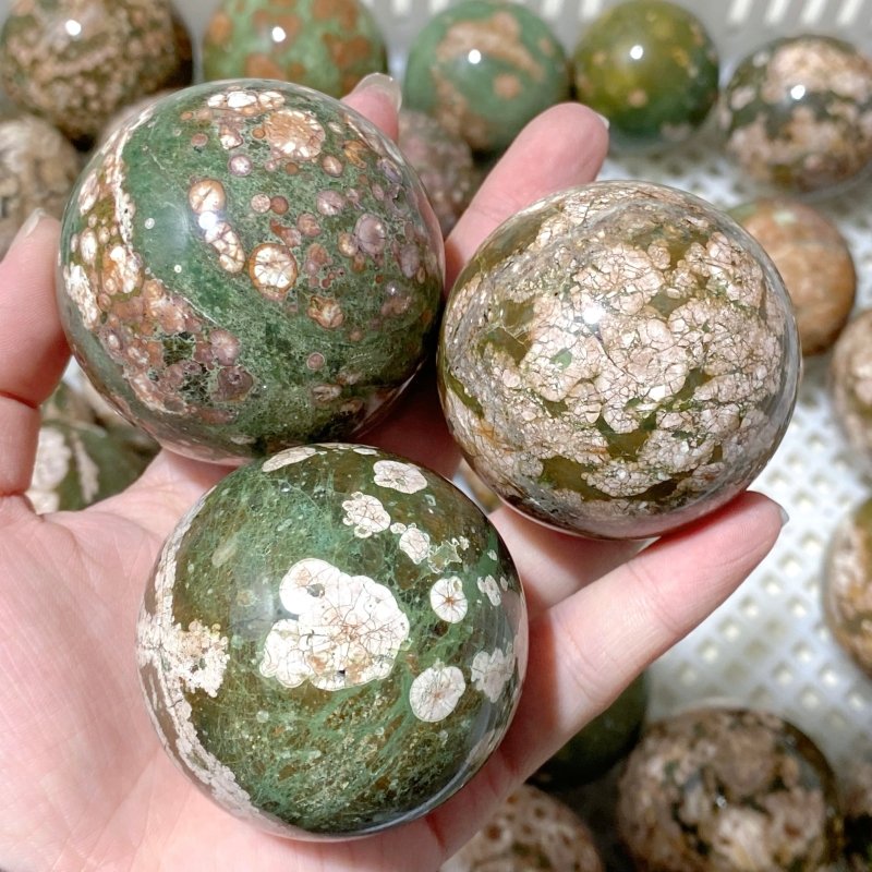 56 Pieces Rainforest Jasper Spheres (Sea Freight Only) -Wholesale Crystals