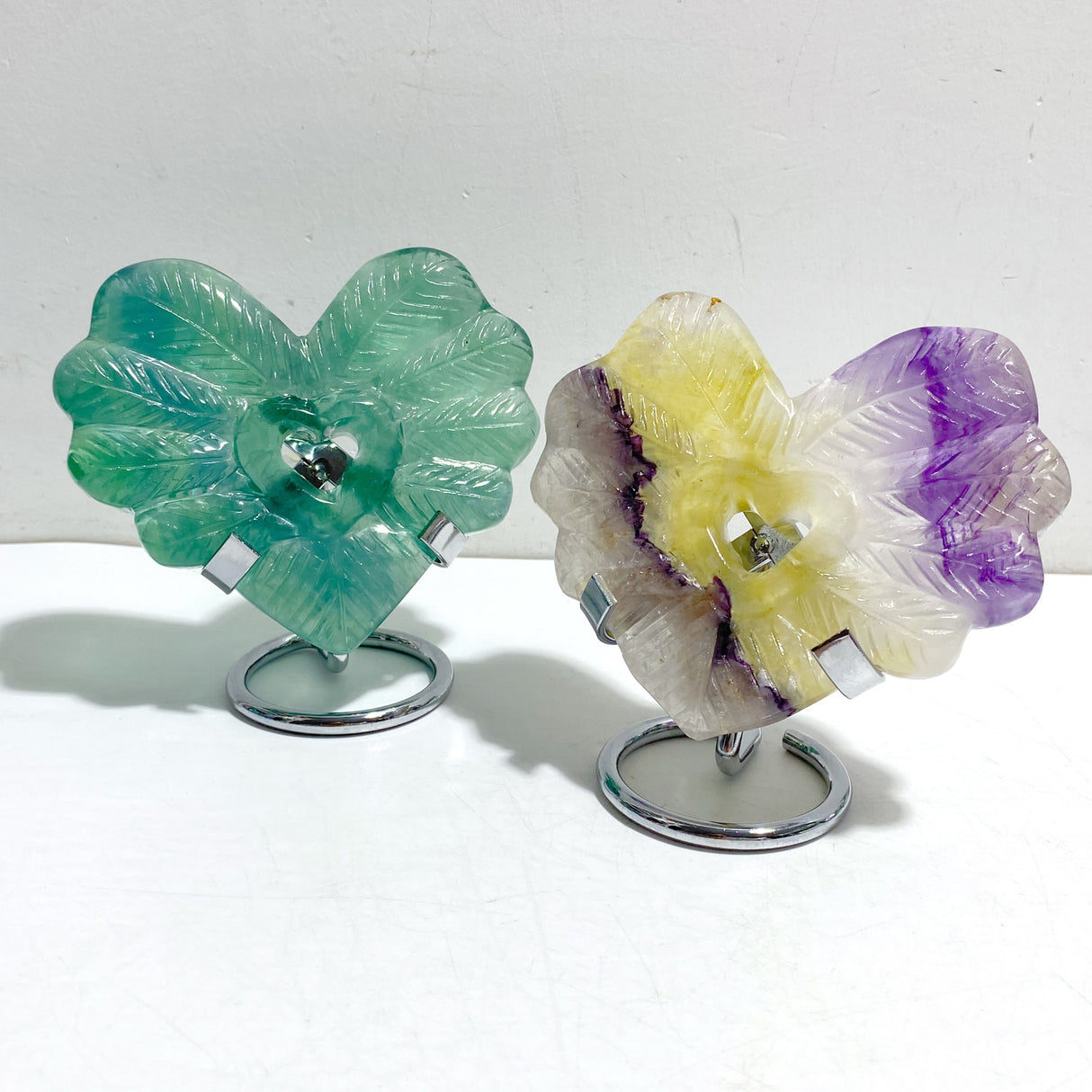 7 Pieces Rainbow Fluorite Heart With Stand