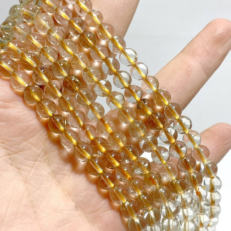 6 Pieces 6mm Rutile Quartz Beads 3 - Loop Bracelet/Necklace For DIY - Wholesale Crystals