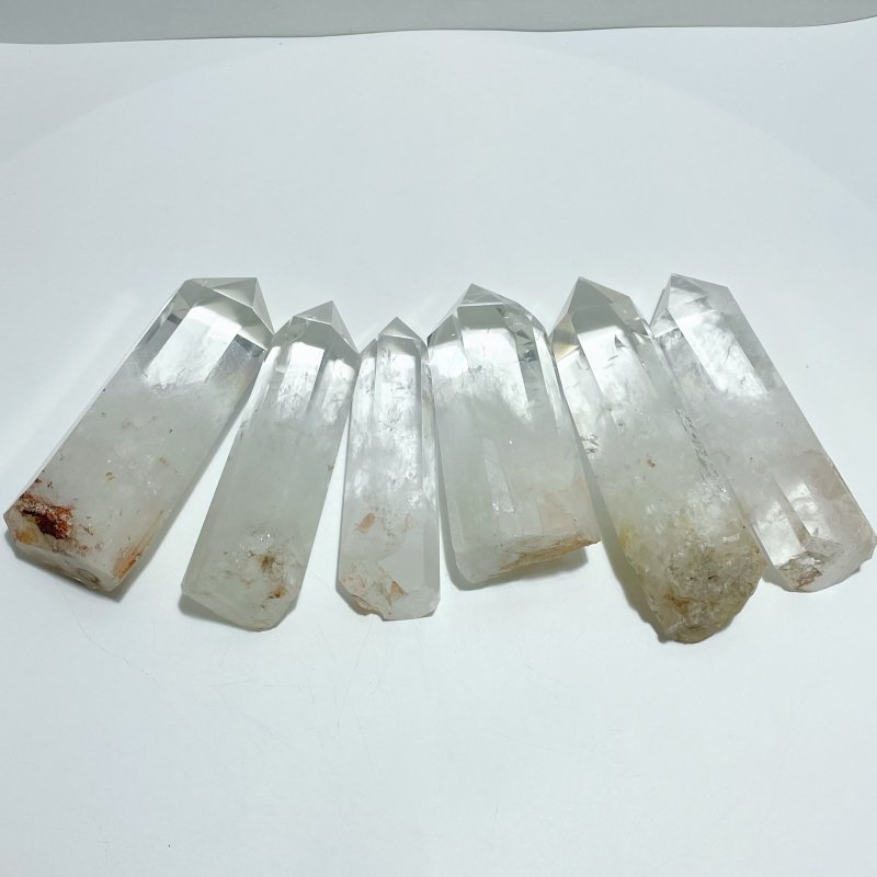 6 Pieces Clear Quartz Large Points Raw Bottom - Wholesale Crystals