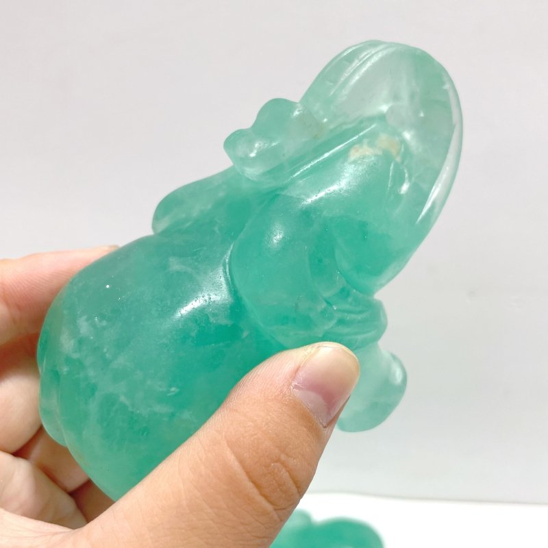 6 Pieces Green Fluorite Elephant Carving - Wholesale Crystals