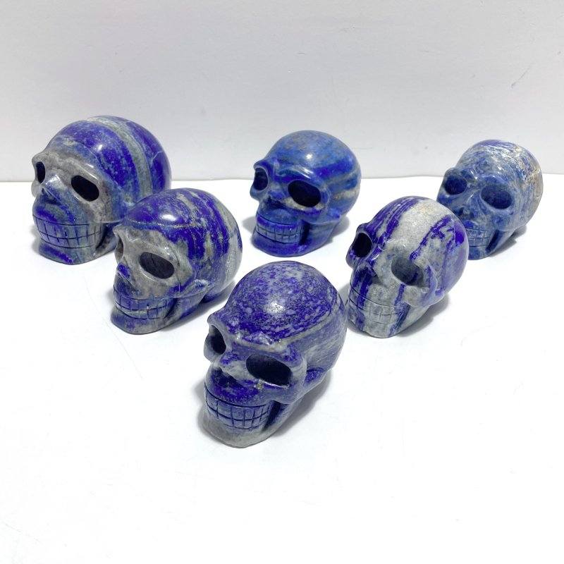 6 Pieces Lapis Lazuli Skull Carving - Wholesale Crystals