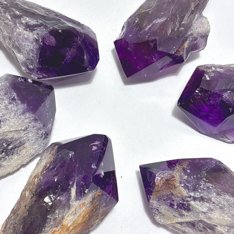 6 Pieces Large Beautiful Polished Amethyst Scepter Single Point 23 - 33cm - Wholesale Crystals