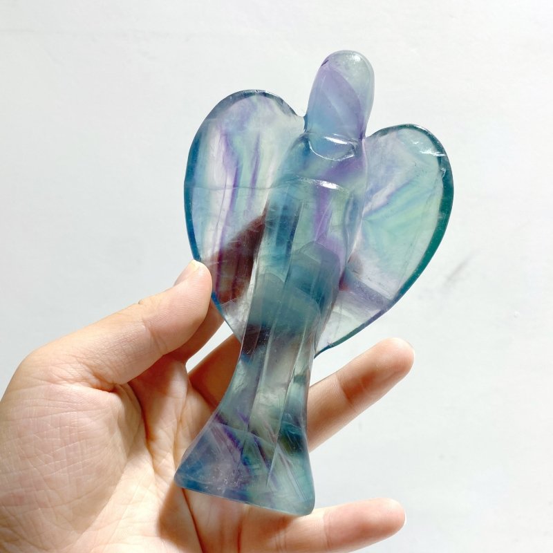 6 Pieces Large Rainbow Fluorite Angel Carving - Wholesale Crystals