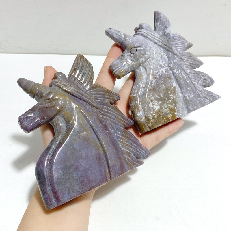 6 Pieces Ocean Jasper Unicorn Carving - Wholesale Crystals