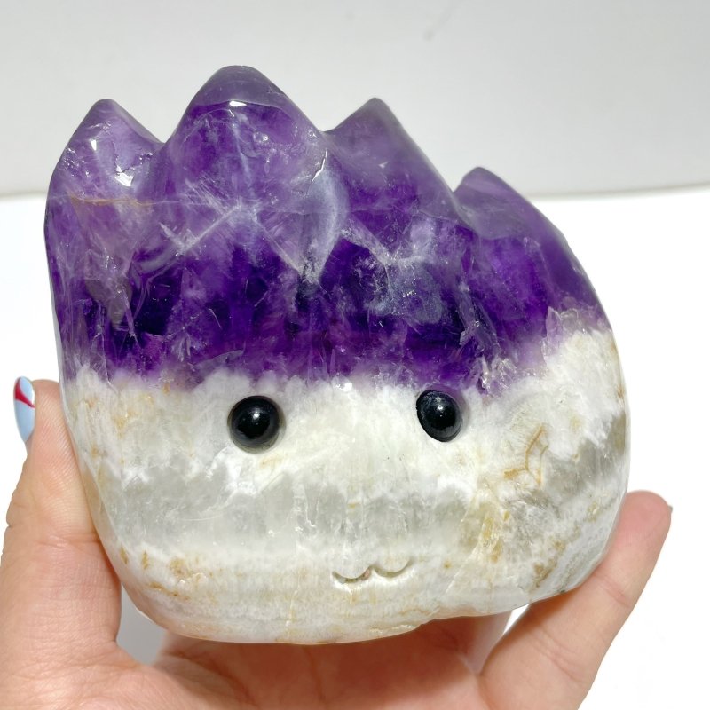 6 Pieces Polished Large Amethyst Teeth Cluster Groot Carving - Wholesale Crystals