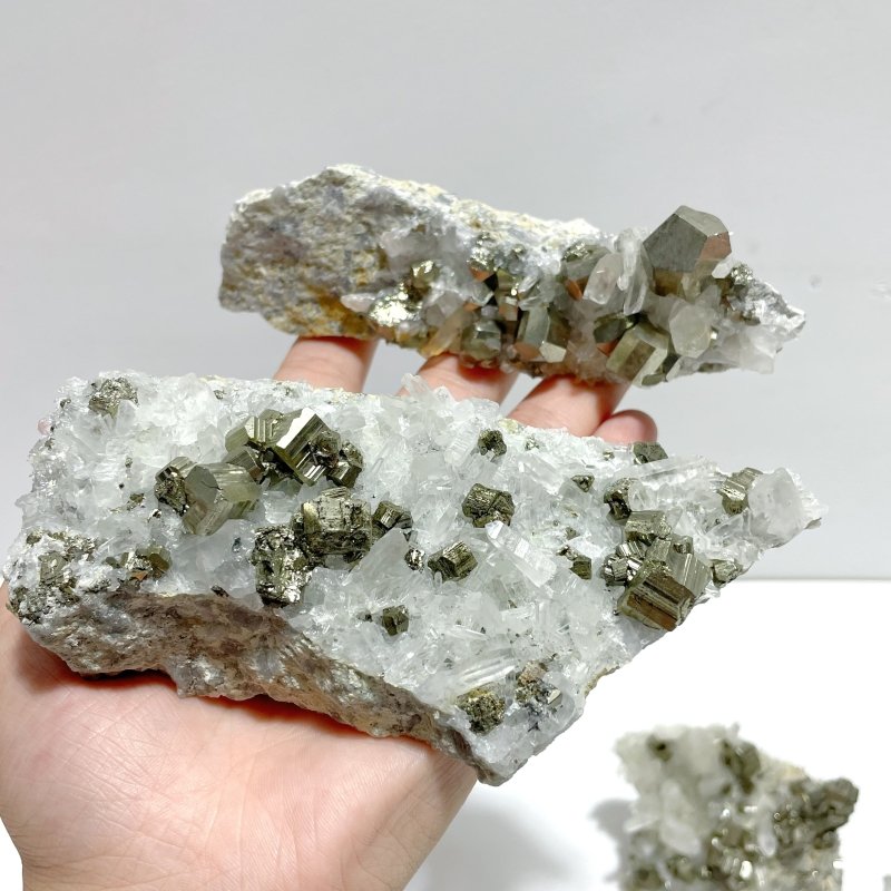 6 Pieces Pyrite Mixed Clear Quartz Cluster Specimen For Collection - Wholesale Crystals