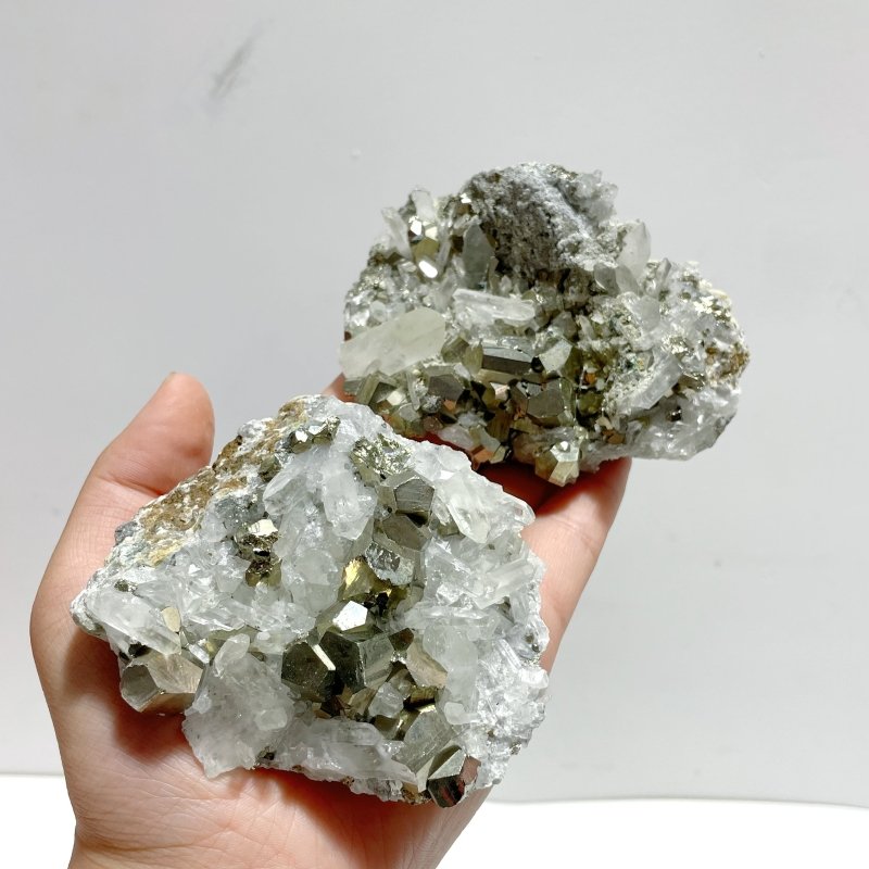 6 Pieces Pyrite Mixed Clear Quartz Cluster Specimen For Collection - Wholesale Crystals