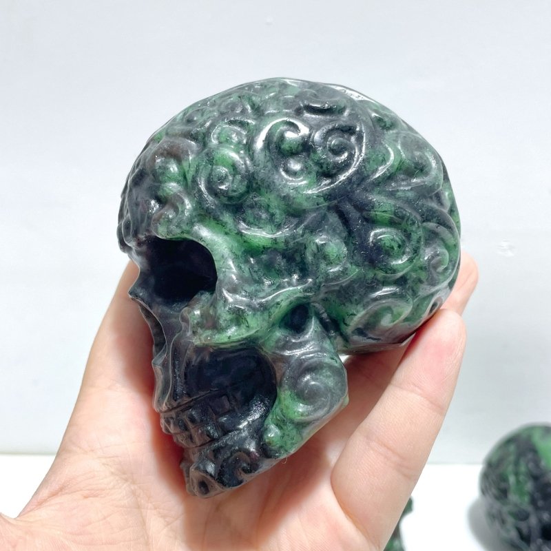 6 Pieces Ruby Zoisite Skull Carving - Wholesale Crystals