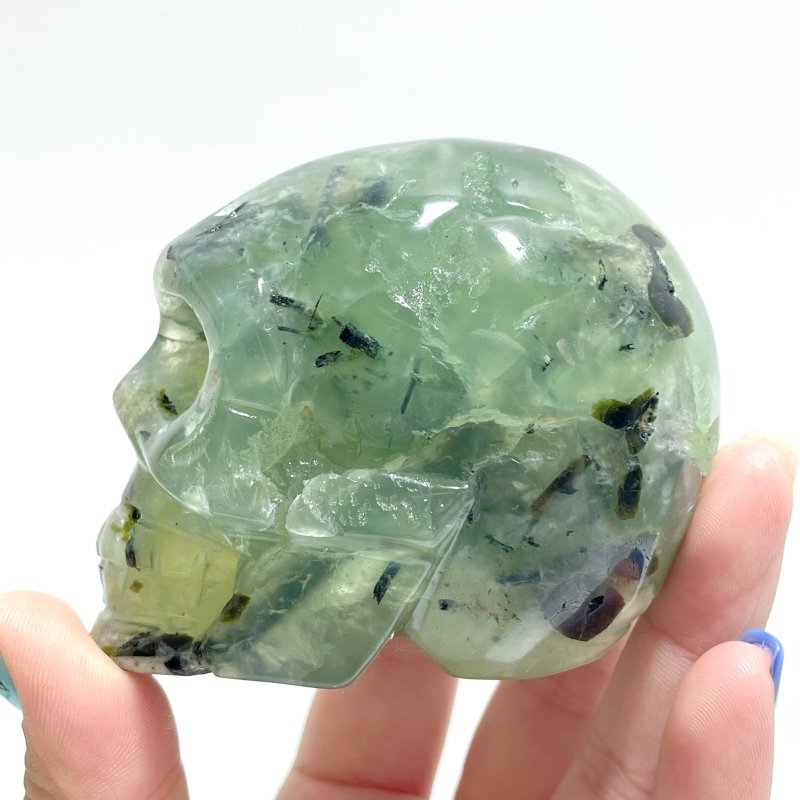 6 Pieces Small Prehnite Skull Carving - Wholesale Crystals