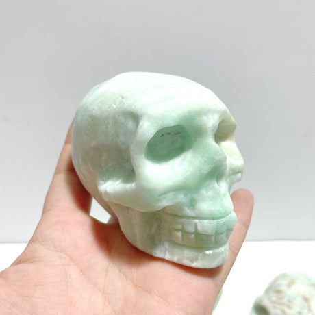 6 Pieces Unique Green Calcite Skull Carving - Wholesale Crystals