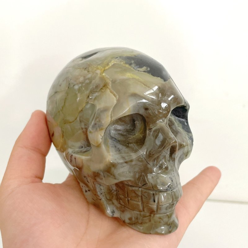 6 Pieces Volcano Agate Skull(UV - Reactive) - Wholesale Crystals