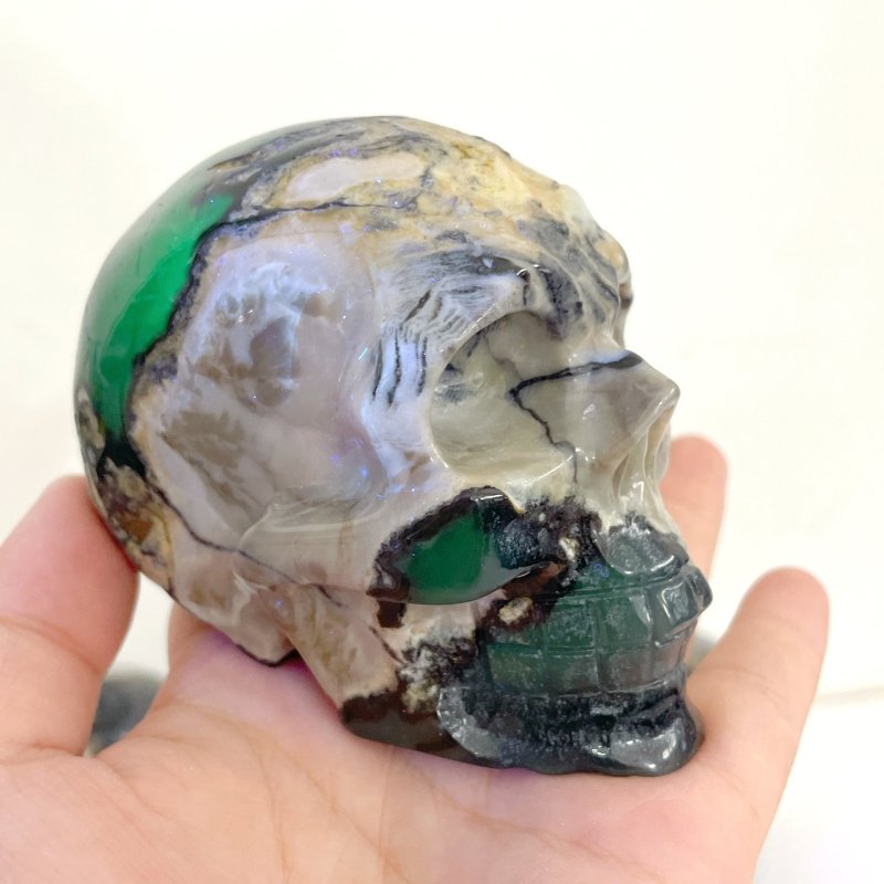 6 Pieces Volcano Agate Skull(UV - Reactive) - Wholesale Crystals