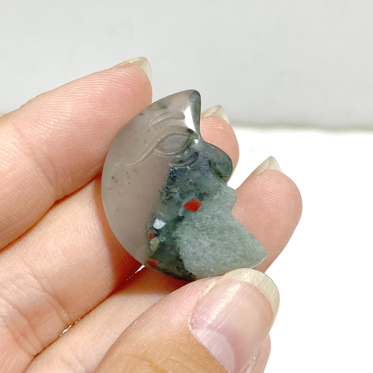 4 Types Moon Face Stone Clear Quartz Green Aventurine Carving Wholesale