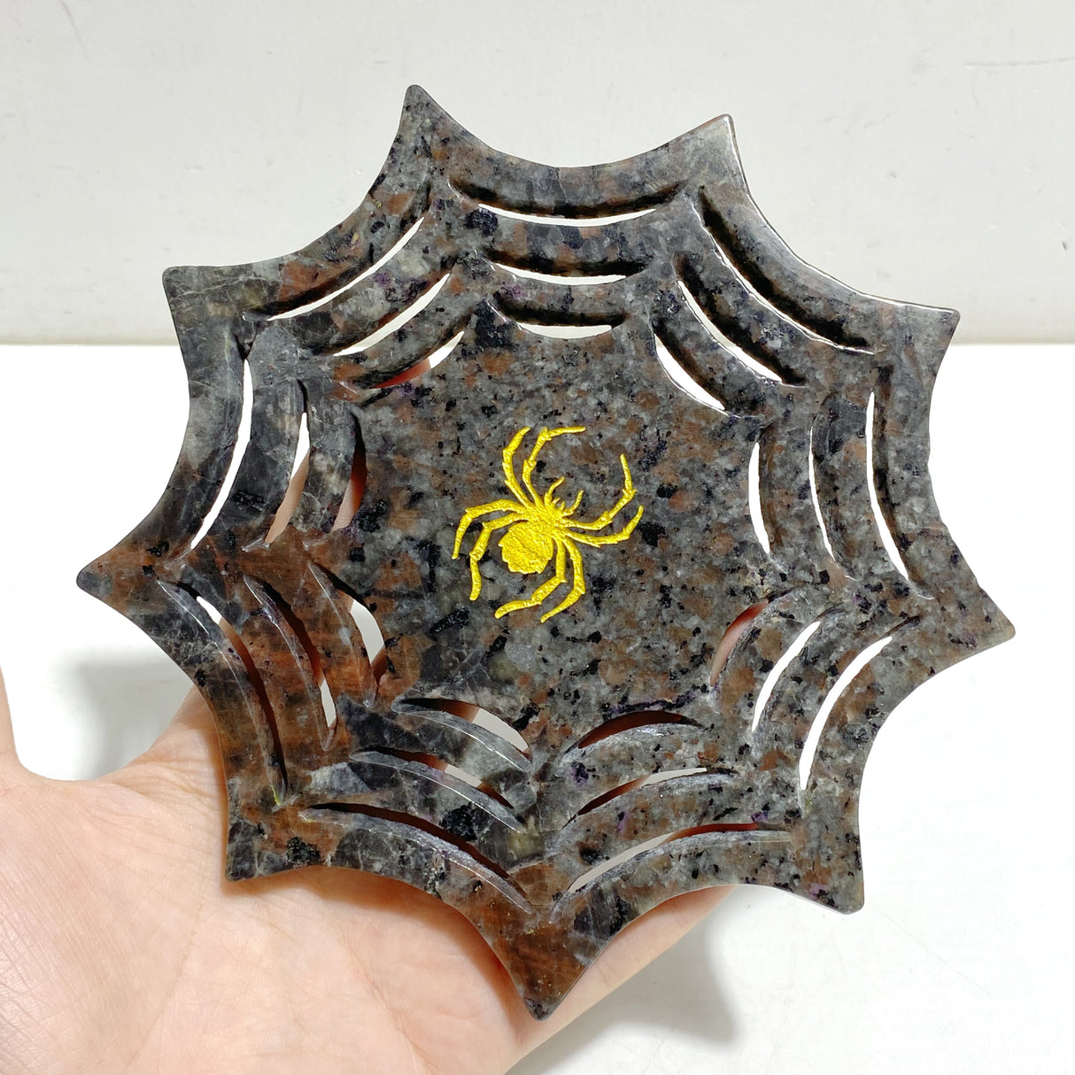 Yooperlite Larvikite Spider Web Carving Wholesale