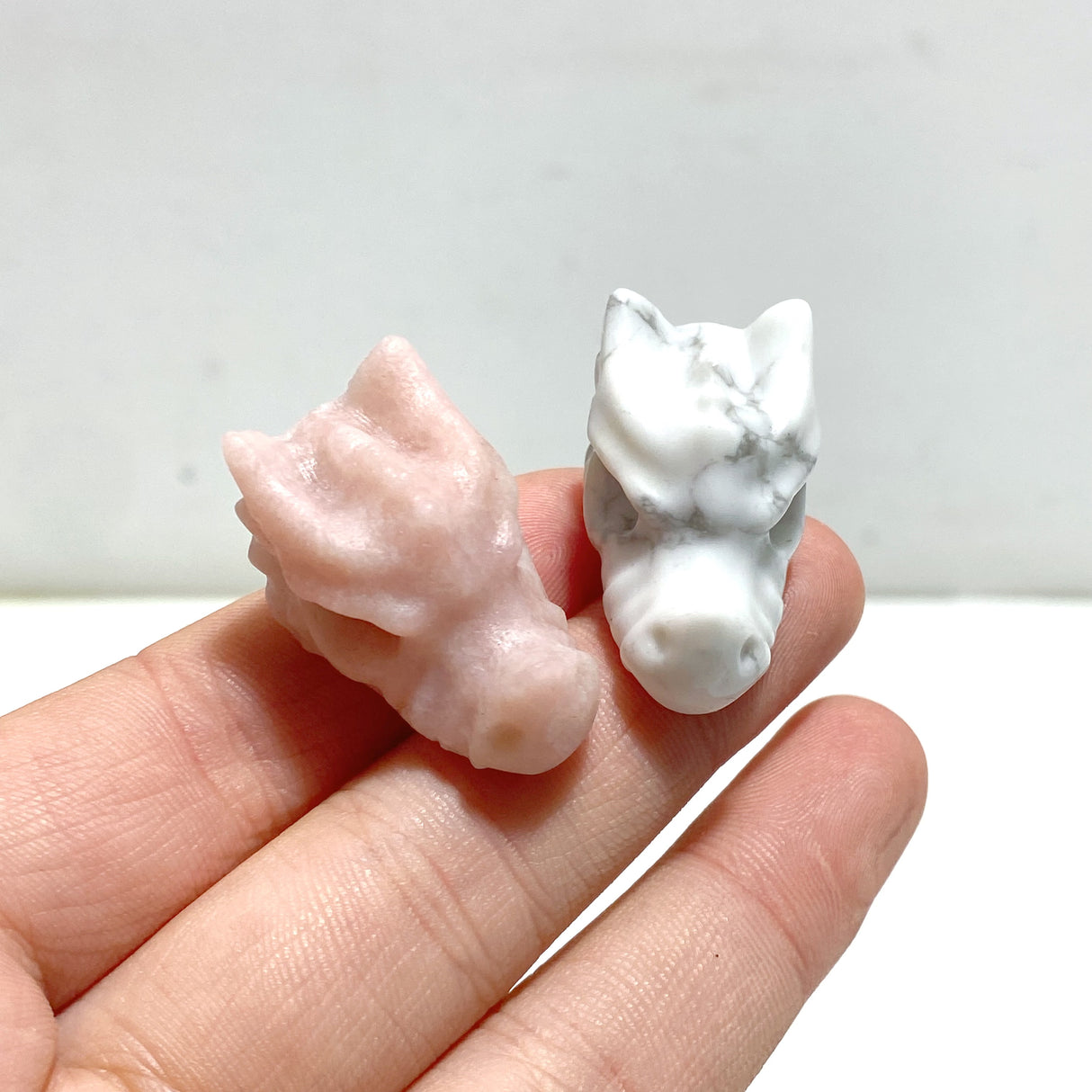 Mini Pink Opal Howlite Dragon Head Carving Wholesale
