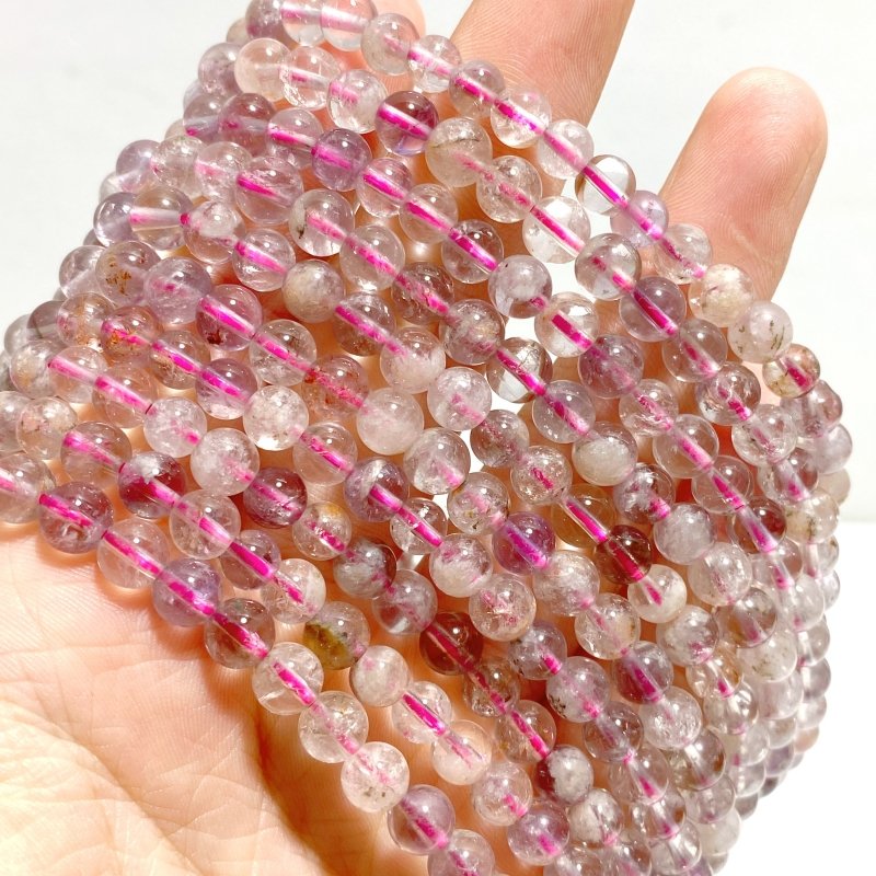 6mm White Garden Quartz 3 - Loop Bracelets Wholesale Closeout - Wholesale Crystals