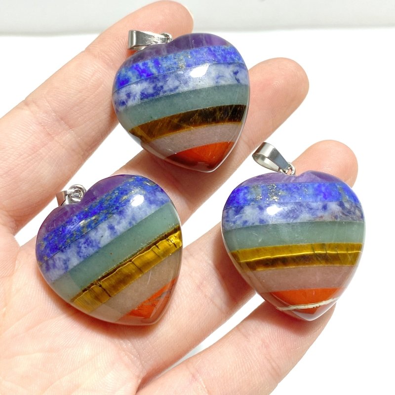 7 Chakra Heart Shape Pendants Wholesale - Wholesale Crystals