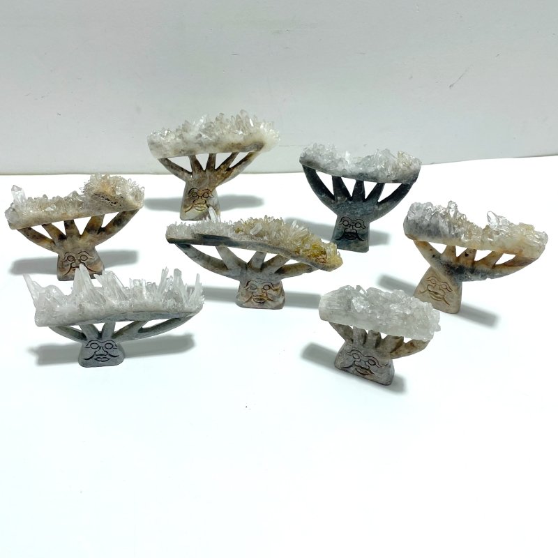 7 Pieces Clear Quartz Cluster Dendroid Guard Carving - Wholesale Crystals