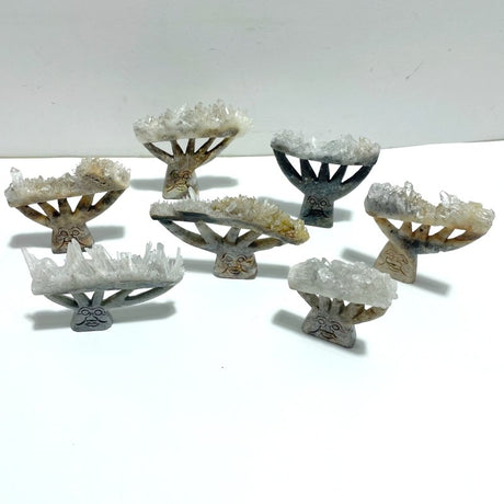 7 Pieces Clear Quartz Cluster Dendroid Guard Carving - Wholesale Crystals