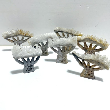 7 Pieces Clear Quartz Cluster Dendroid Guard Carving - Wholesale Crystals