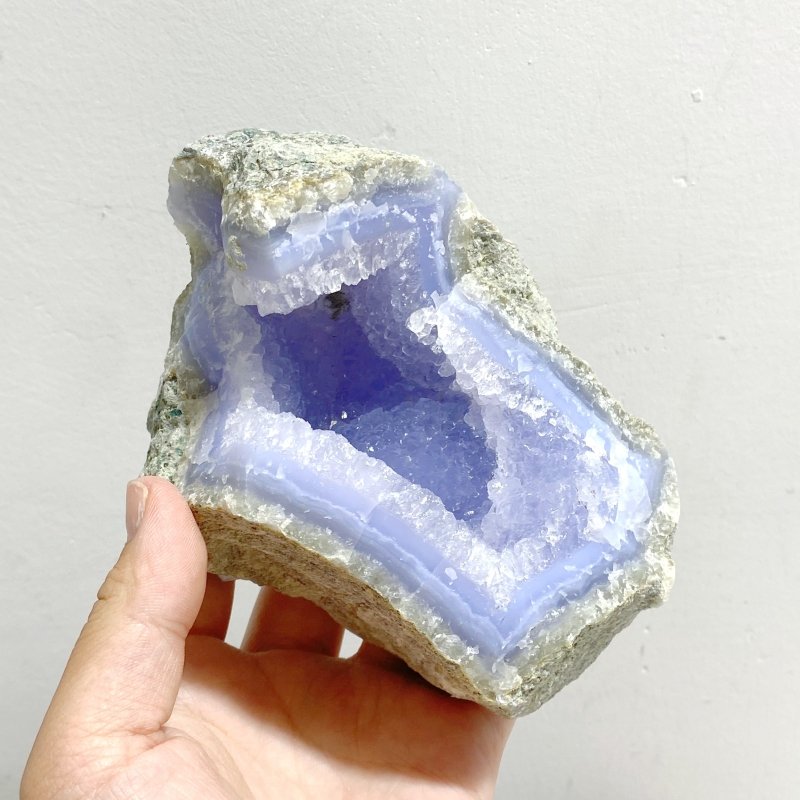 7 Pieces Geode Blue Chalcedony Druzy - Wholesale Crystals