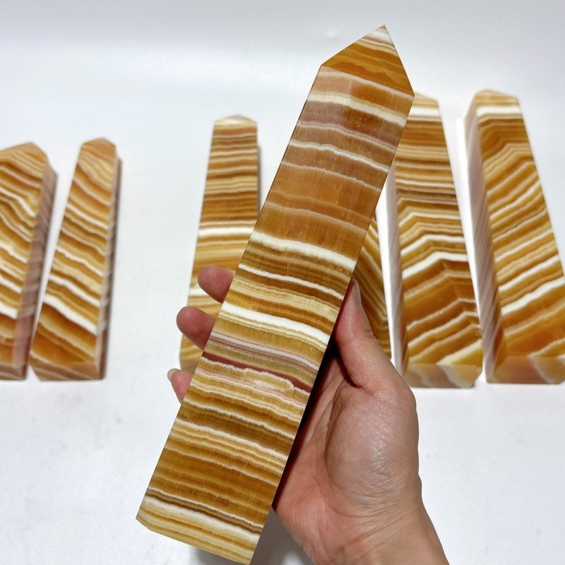 7 Pieces Large Beautiful Yellow Calcite Stripe Tower - Wholesale Crystals