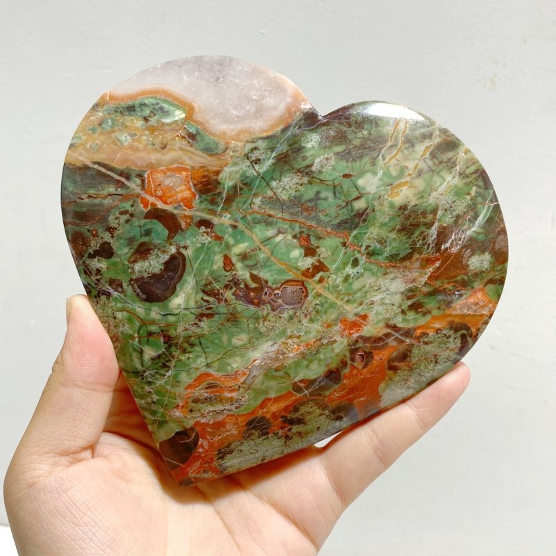 7 Pieces Large Money Agate Heart With Stand -Wholesale Crystals