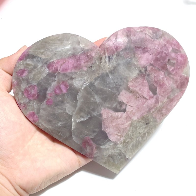7 Pieces Pink Tourmaline Heart With Stand - Wholesale Crystals