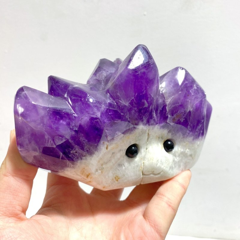 7 Pieces Polished Amethyst Teeth Cluster Groot Carving - Wholesale Crystals