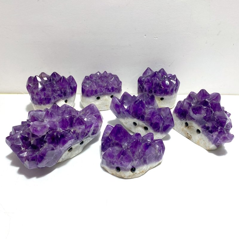 7 Pieces Polished Amethyst Teeth Cluster Groot Carving - Wholesale Crystals