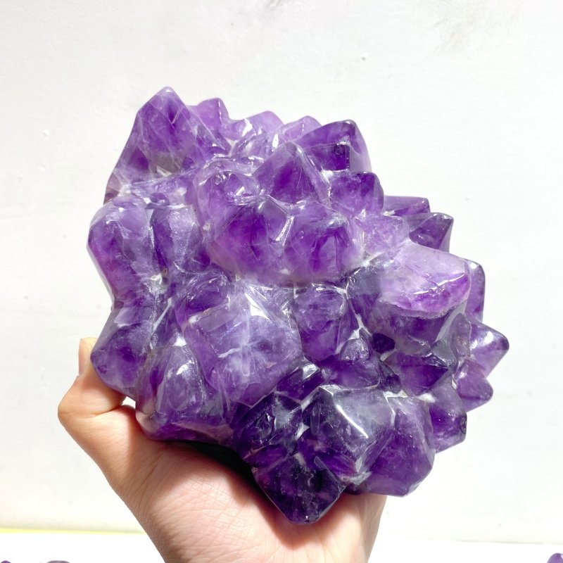 7 Pieces Polished Amethyst Teeth Cluster Groot Carving - Wholesale Crystals