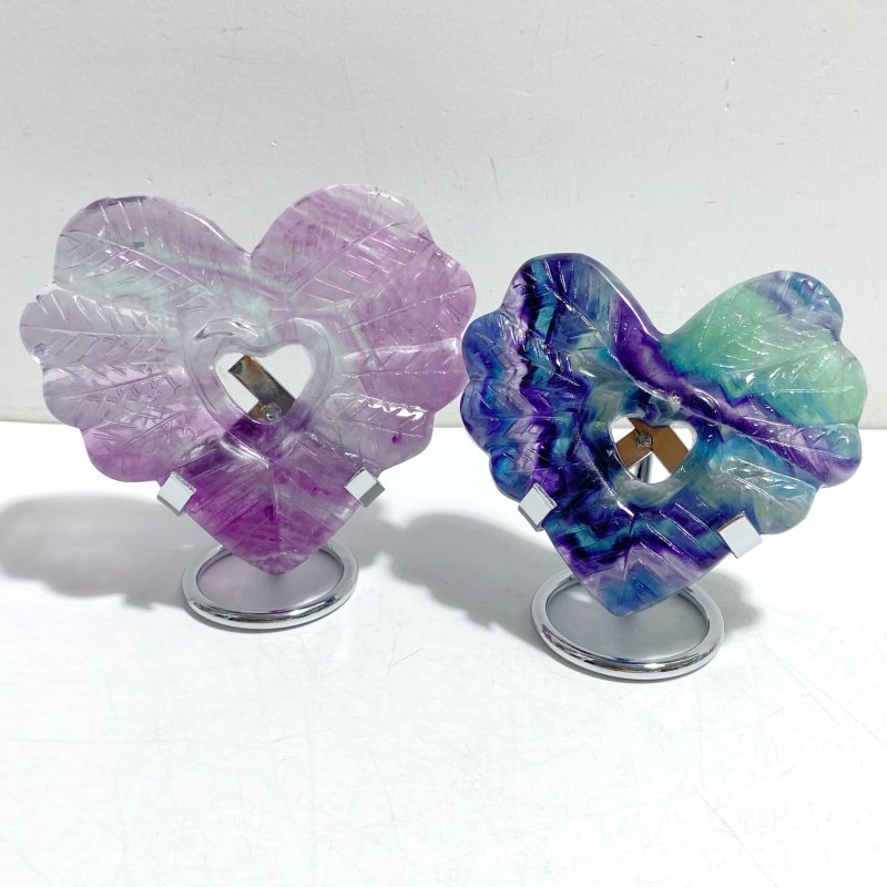 7 Pieces Rainbow Fluorite Heart With Stand - Wholesale Crystals