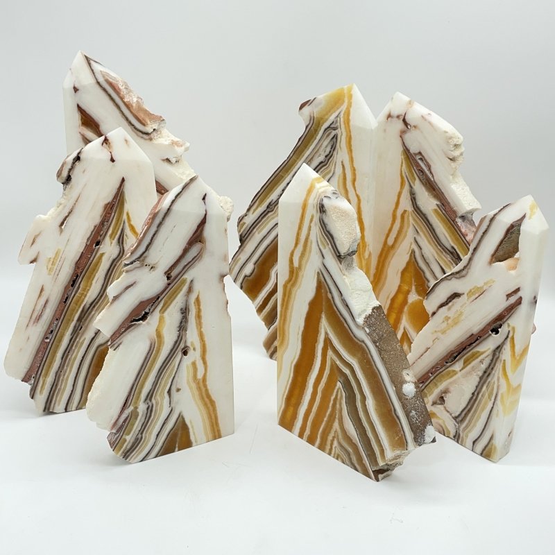 7 Pieces Yellow Calcite Slab Tower Points -Wholesale Crystals