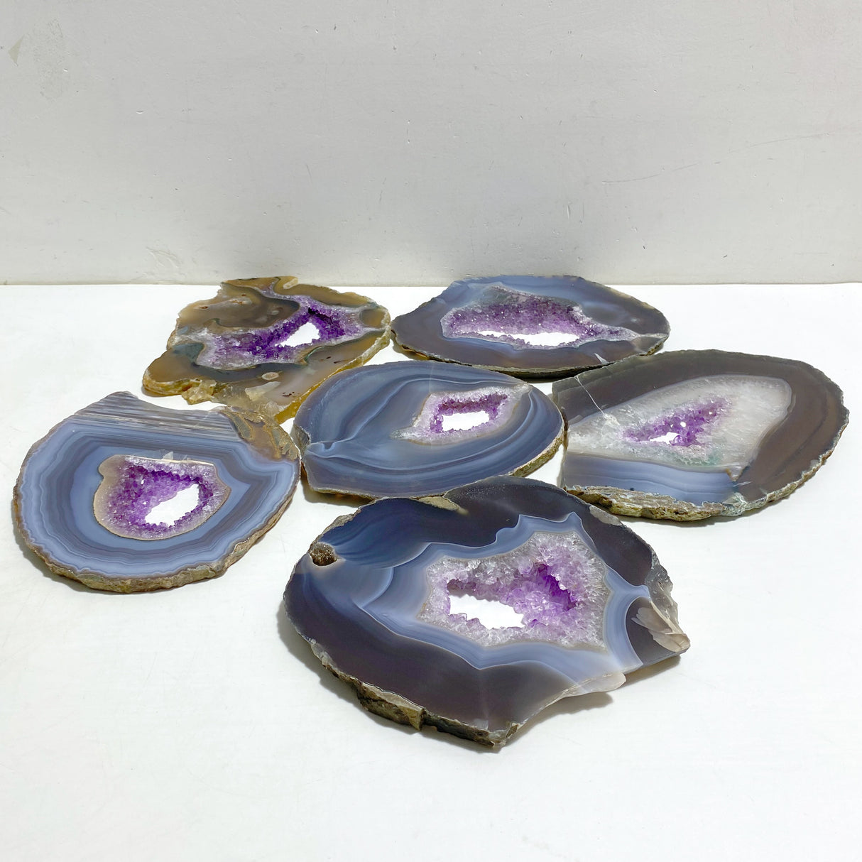 6 Pieces Beautiful Large Amethyst Mixed Geode Druzy Agate Slabs