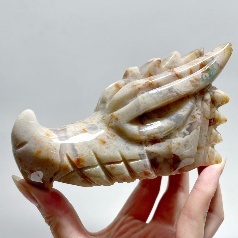 8 Pieces Agate Dragon Head Carving - Wholesale Crystals