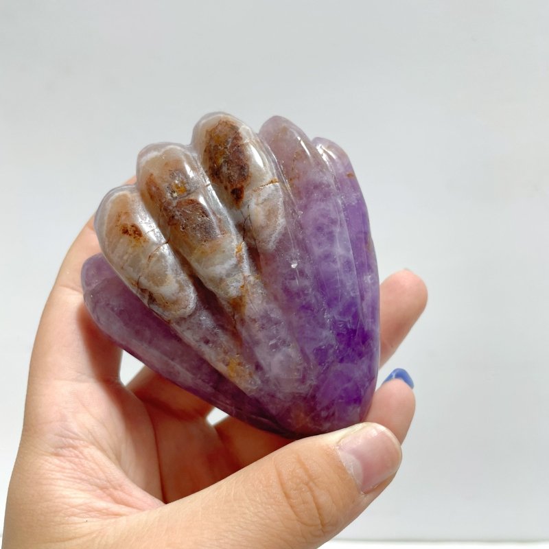 8 Pieces Amethyst Mixed Stripe Agate Shell Carving (Defect) - Wholesale Crystals