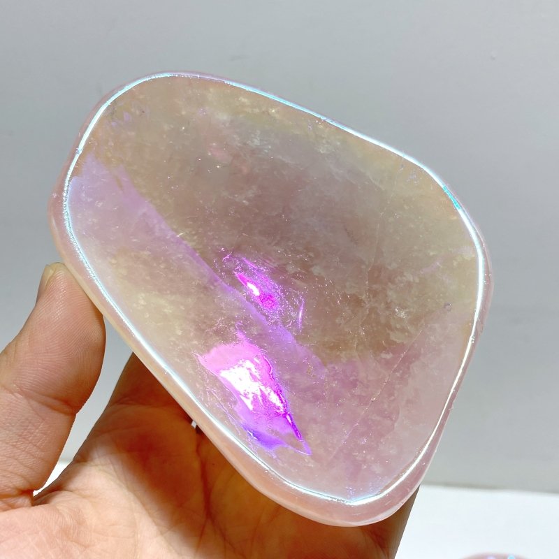 8 Pieces Aura Rose Quartz Bowl Carving - Wholesale Crystals