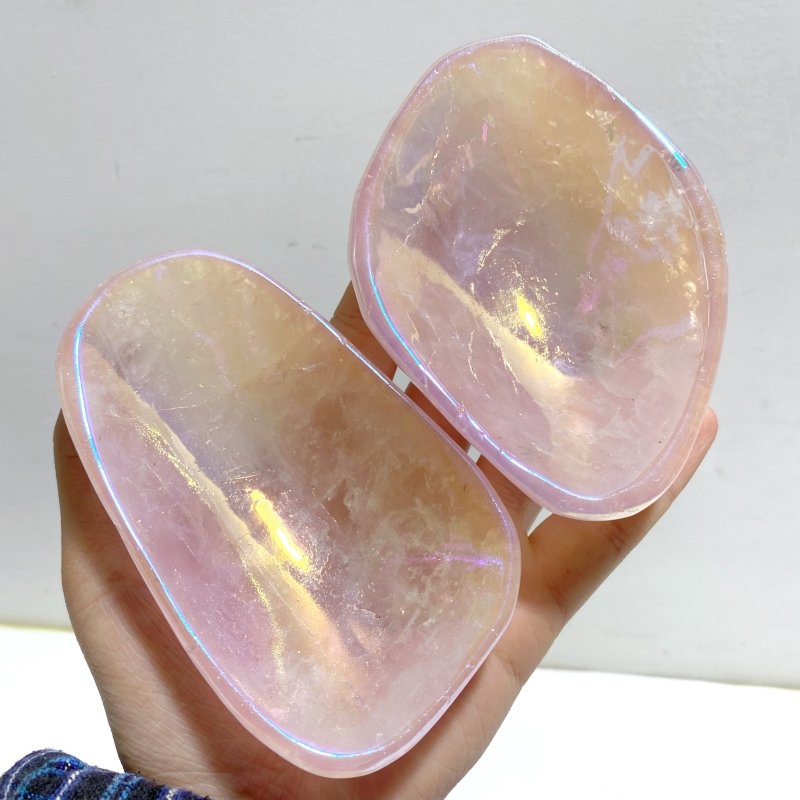 8 Pieces Aura Rose Quartz Bowl Carving - Wholesale Crystals