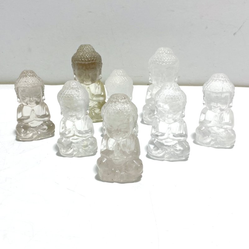8 Pieces Beautiful Clear Quartz Buddha Carving - Wholesale Crystals