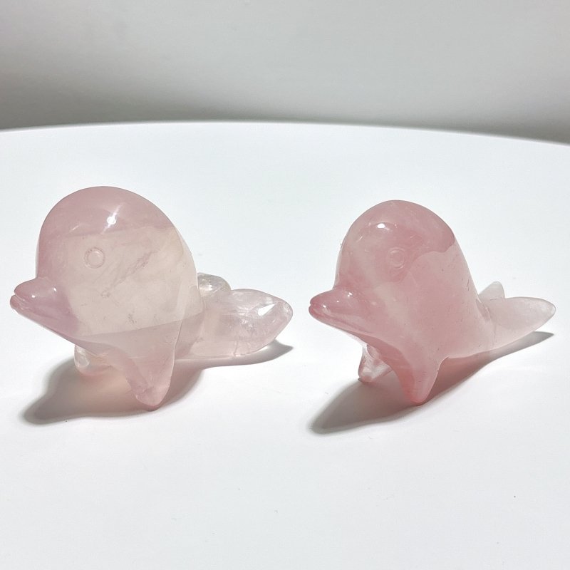 8 Pieces Beautiful Rose Quartz Sea Animals Carving - Wholesale Crystals