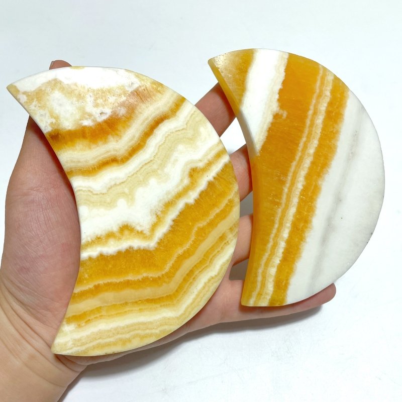 8 Pieces Beautiful Yellow Calcite Moon With Stand - Wholesale Crystals