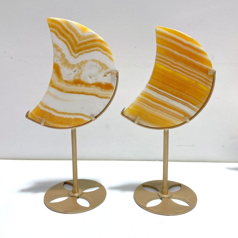 8 Pieces Beautiful Yellow Calcite Moon With Stand - Wholesale Crystals