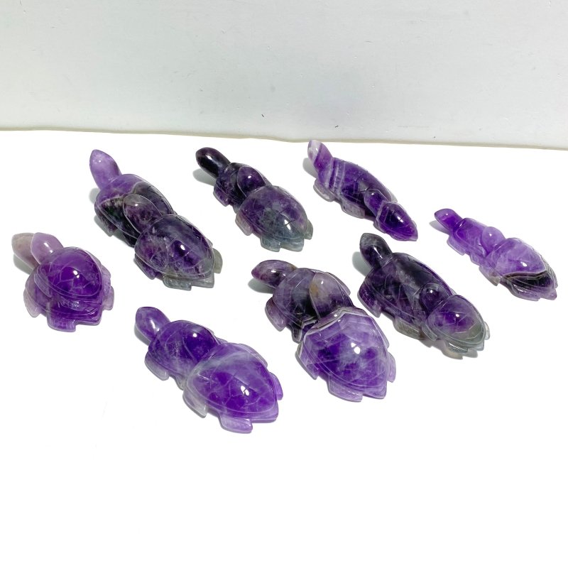 8 Pieces Chevron Amethyst Sea Turtles Carving - Wholesale Crystals