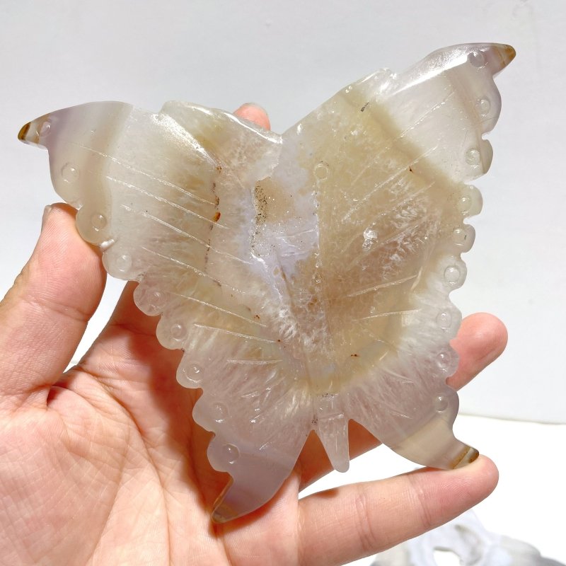 8 Pieces Geode Druzy Agate Butterfly Carving - Wholesale Crystals