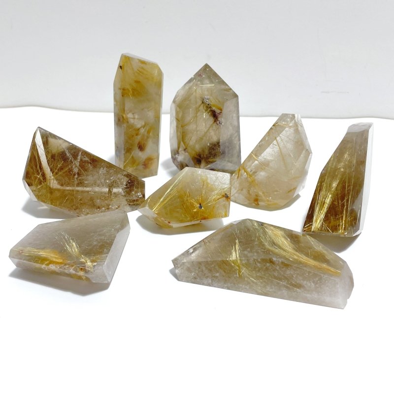 8 Pieces High Quality Golden Rutile Quartz Free Form Home Decor - Wholesale Crystals
